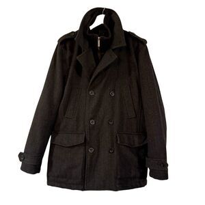 Paper Denim Herringbone wool blend peacoat size M